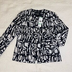 Evan Picone black label white and black open front jacket new size 8